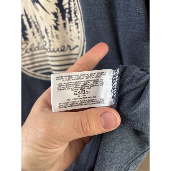 Eddie Bauer Men’s Blue T-Shirt Size Large Mountain Graphic Outdoor Tee - Picture 7 of 7